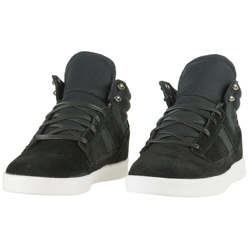 Chaussures de Skate Supra Bandit Mid Noir Black Suede Homme | LSV-78892690